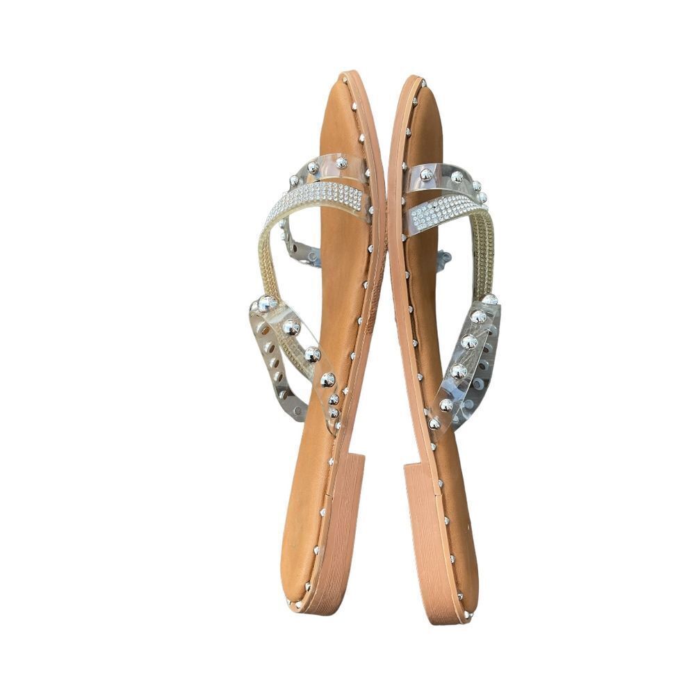 Nicole Miller New York Strappy Studded‎ Rhinestone Slip On Sandals Size 10 - Picture 6 of 9